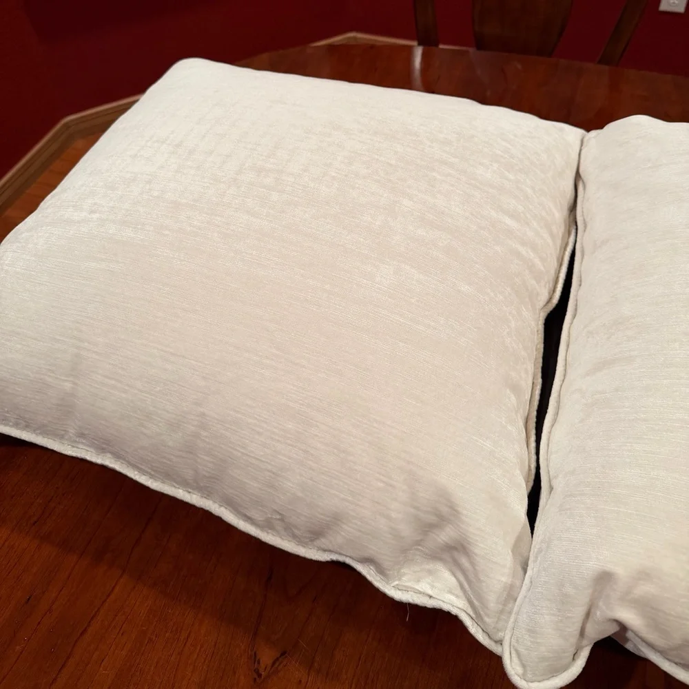 Set of Two Velvet Ivory PILLOW COVERS - 26x26
